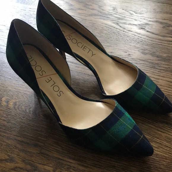 green plaid heels